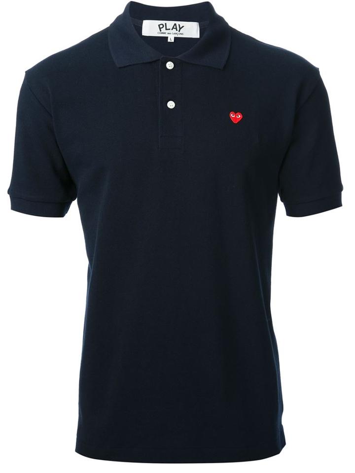 Comme Des Garçons Play 'little Red Heart' Polo Shirt, Men's, Size: Small, Blue, Cotton