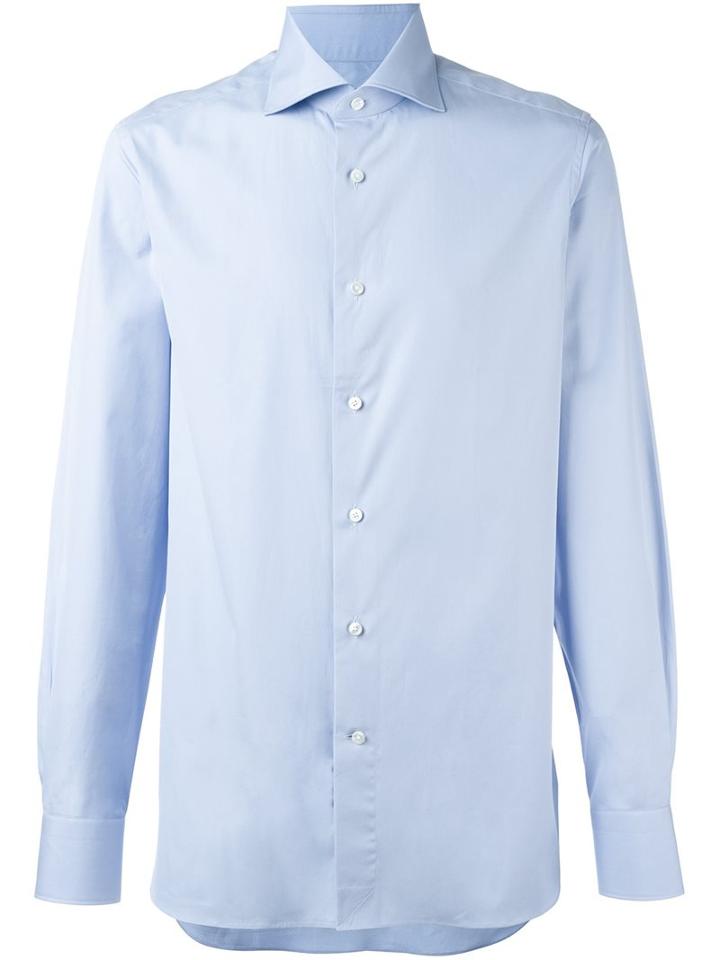 Ermenegildo Zegna Classic Shirt, Men's, Size: 45, Blue, Cotton