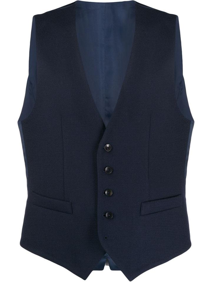 Paoloni Button-up Waistcoat - Blue