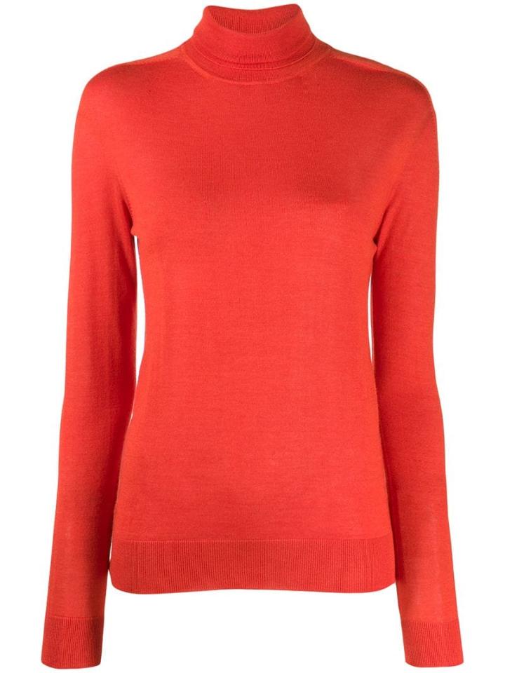 Jil Sander Turtleneck Cashmere Knit Top - Red