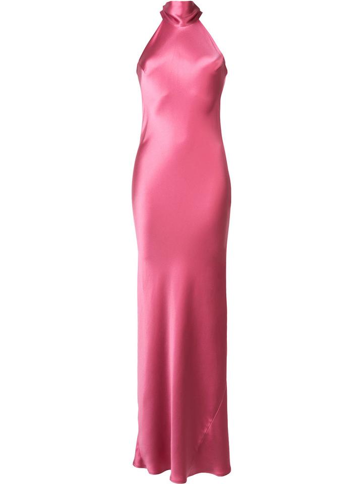 Galvan - Silk Halterneck Evening Dress - Women - Silk - 36, Pink/purple, Silk