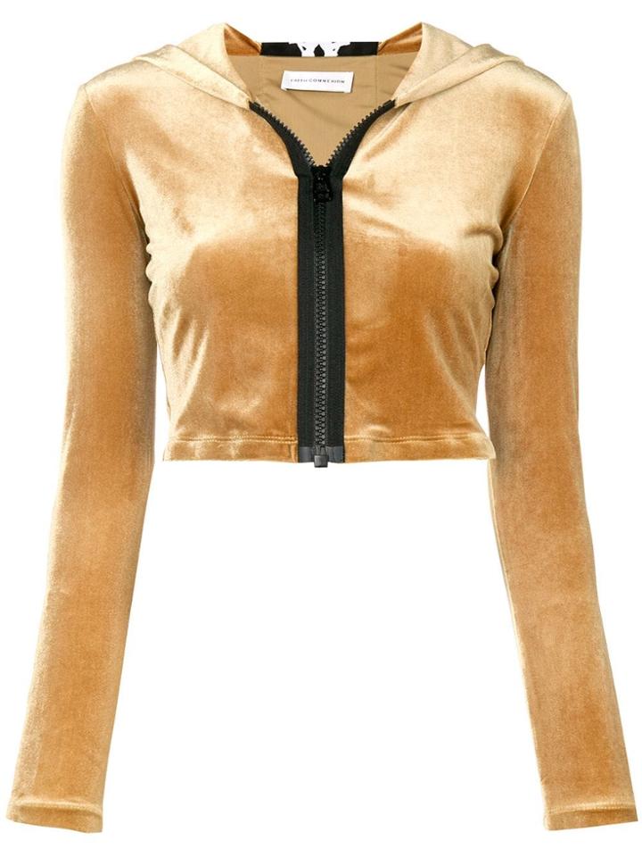 Faith Connexion Cropped Zipped Hoodie - Brown