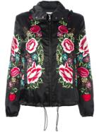 P.a.r.o.s.h. Floral Embroidered Hooded Jacket - Black