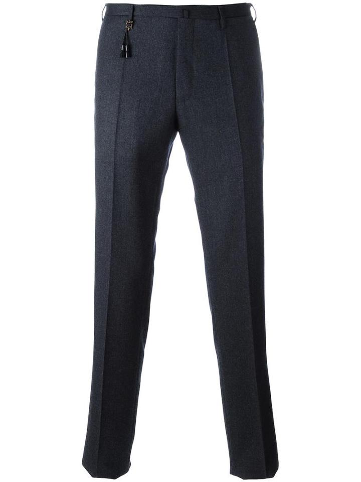 Incotex Patterned Slim Fit Trousers, Men's, Size: 50, Blue, Wool