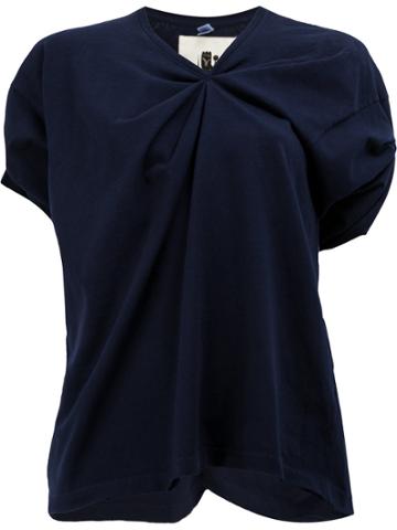 Aganovich Ruched V-neck T-shirt - Blue
