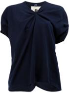 Aganovich Ruched V-neck T-shirt - Blue
