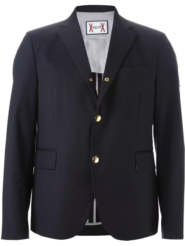Moncler Gamme Bleu Three Button Blazer, Men's, Size: 1, Blue, Cotton/cupro/wool