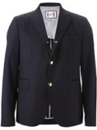 Moncler Gamme Bleu Three Button Blazer, Men's, Size: 1, Blue, Cotton/cupro/wool