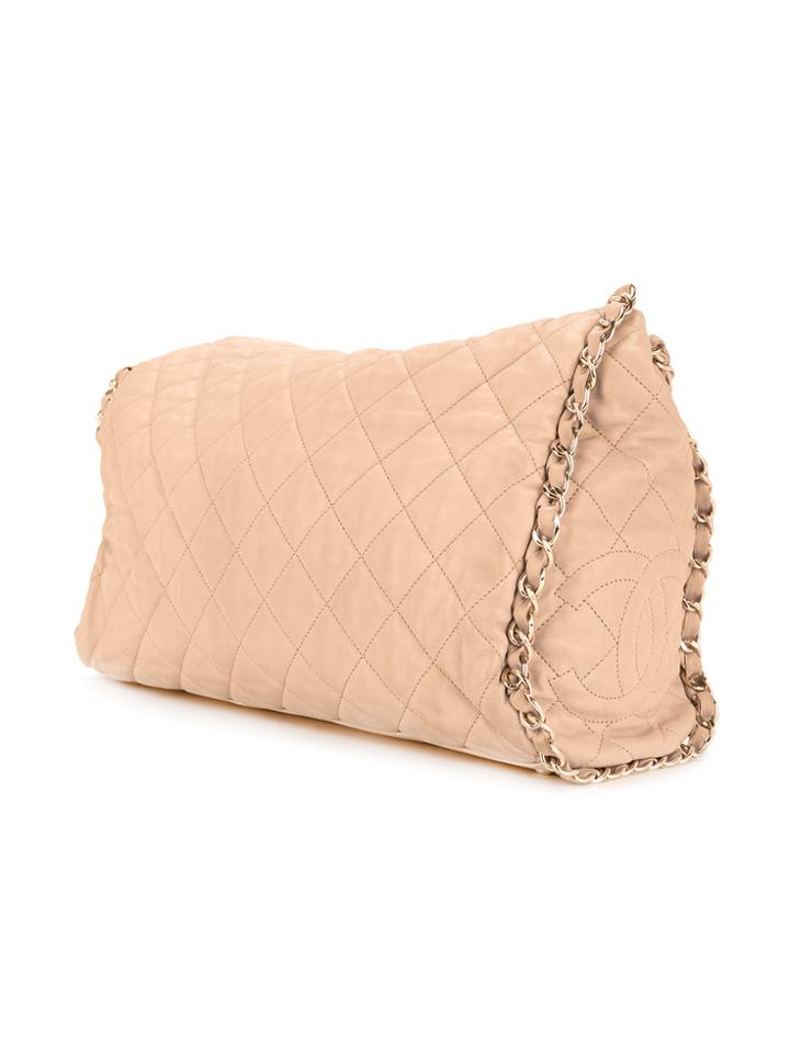 Chanel Vintage Quilted Cc Logos Chain Tote Bag - Nude & Neutrals