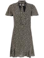 Michael Michael Kors Patterned Tie Neck Dress - Black