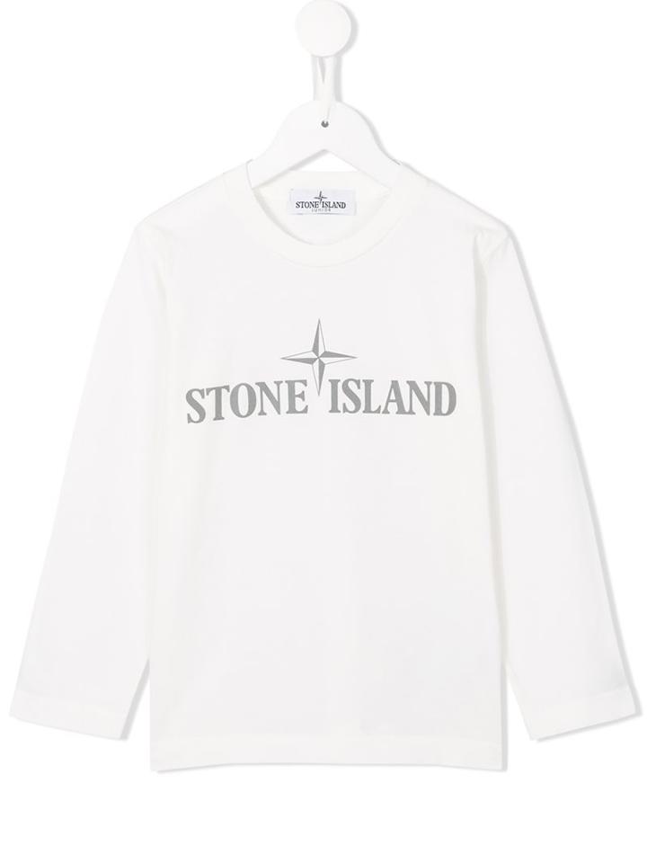Stone Island Kids Logo Print T-shirt, Boy's, Size: 10 Yrs, White