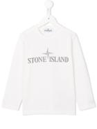 Stone Island Kids Logo Print T-shirt, Boy's, Size: 10 Yrs, White