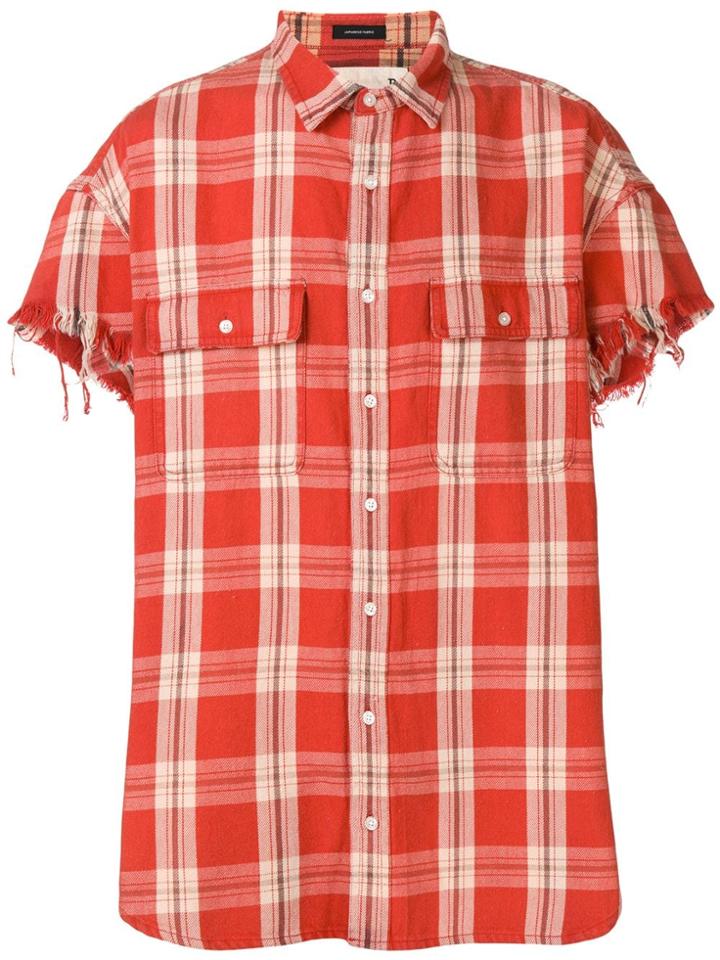 R13 Frayed Sleeve Shirt - Orange