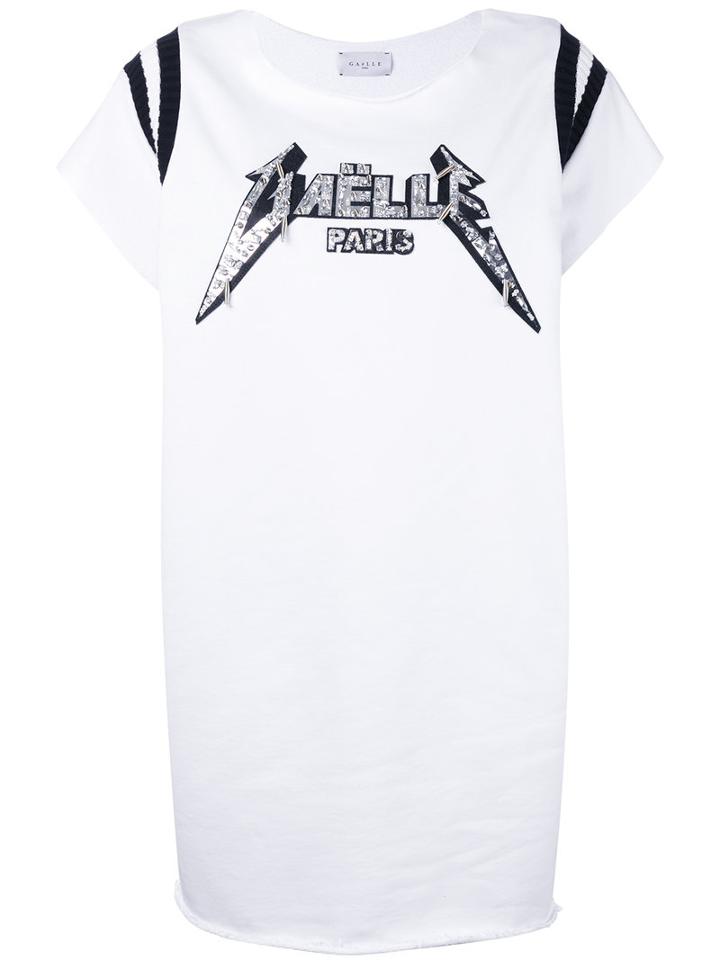 Gaelle Bonheur - Metallic Logo T-shirt Dress - Women - Cotton - 0, White, Cotton