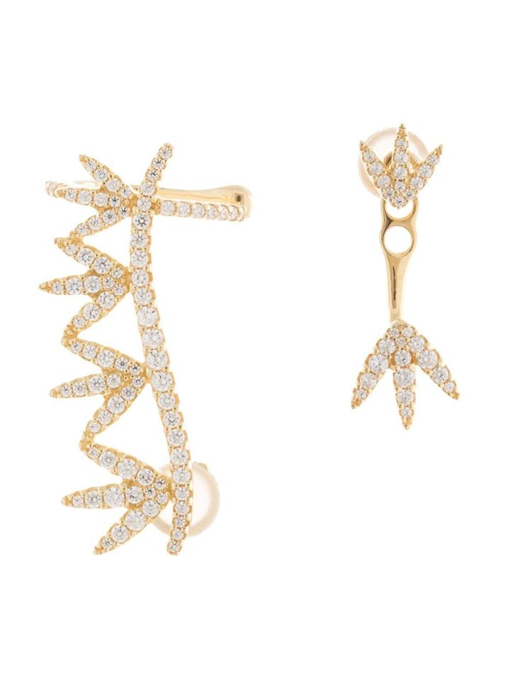 Apm Monaco Crystal Ear Crawler And Drop Earrnig - Gold