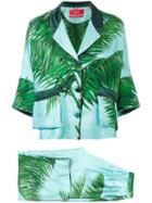 F.r.s For Restless Sleepers - Palm Print Trouser Suit - Women - Silk - L, Women's, Blue, Silk