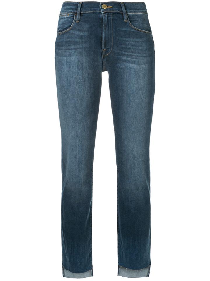 Frame Denim Cropped Stepped Hem Jeans - Blue