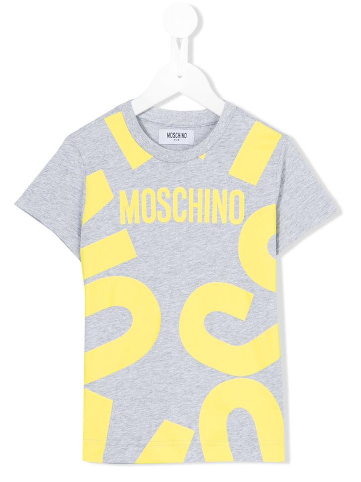Moschino Kids Printed Logo T-shirt, Boy's, Size: 8 Yrs, Grey