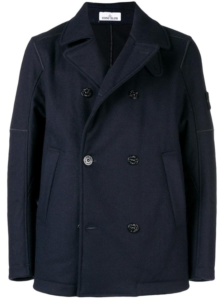Stone Island Double Breasted Jacket - Blue