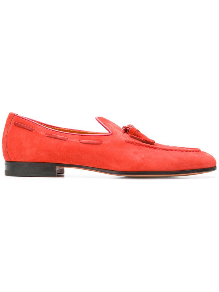 Santoni Lace Through Tassel Loafers - Red
