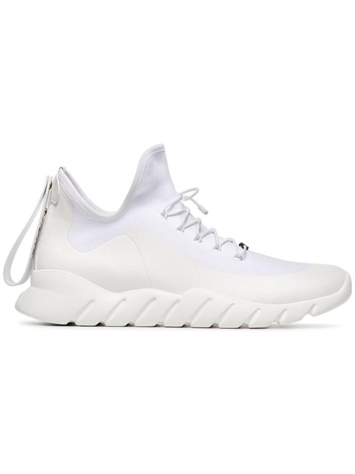 Fendi Logo Printed Tech-knit Sneakers - White