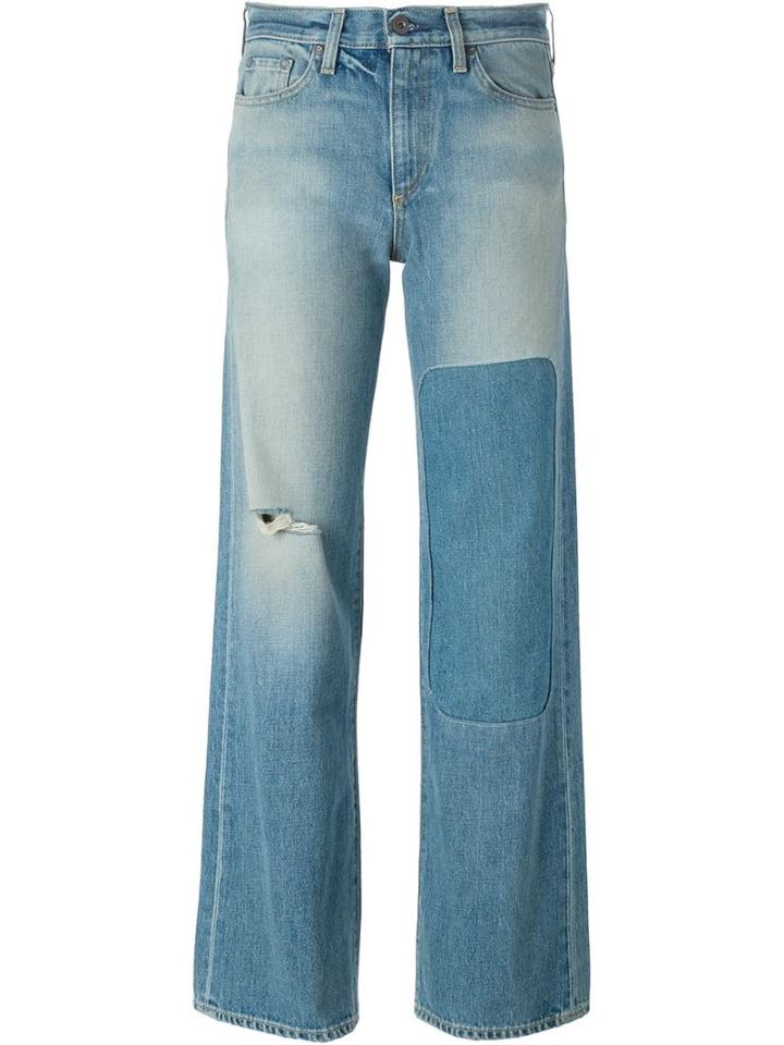 Simon Miller Grange Patchwork Wide Leg Jeans, Women's, Size: 25, Blue, Cotton