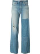 Simon Miller Grange Patchwork Wide Leg Jeans, Women's, Size: 25, Blue, Cotton