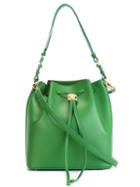 Salvatore Ferragamo Drawstring Bucket Bag, Women's, Green, Calf Leather