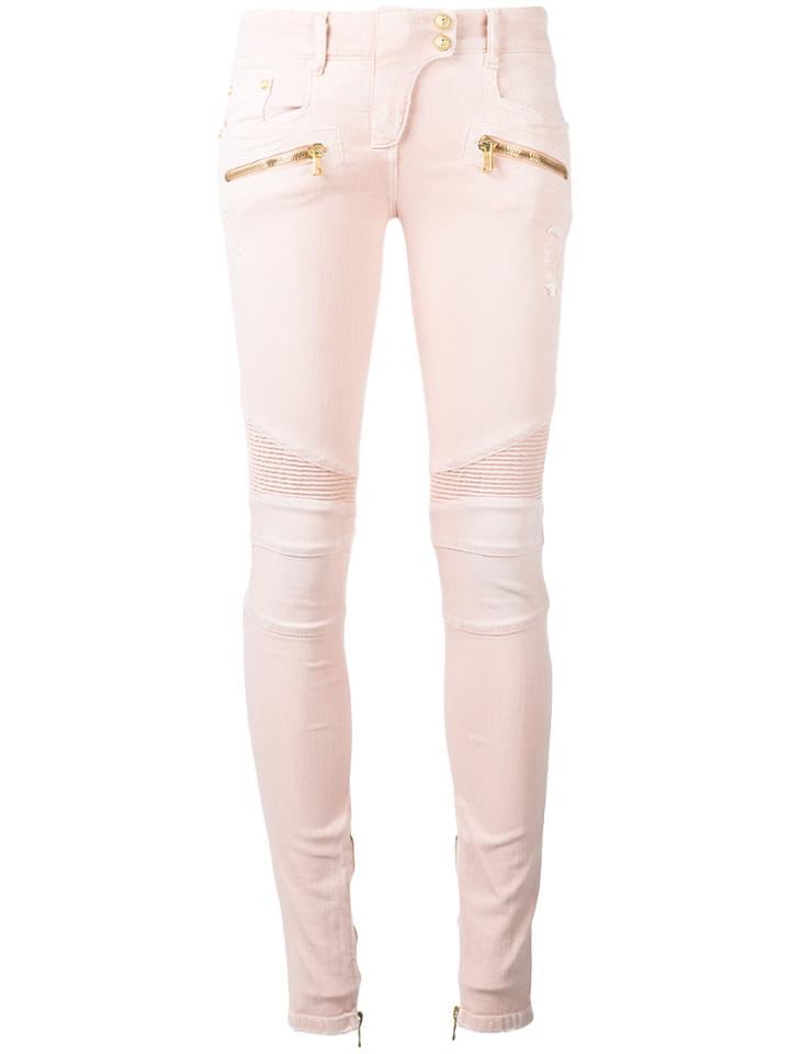 Balmain Biker Jeans - Pink & Purple