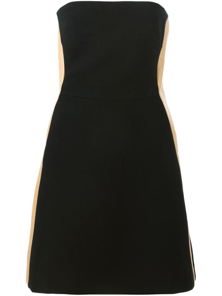 David Koma Contrast Contouring Dress, Women's, Size: 8, Black, Lamb Skin/acetate/lyocell/wool