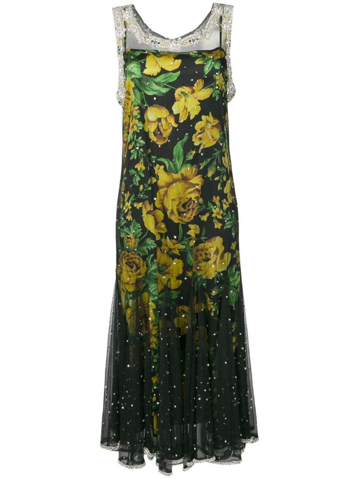 Richard Quinn Layered Gem Detail Dress - Black