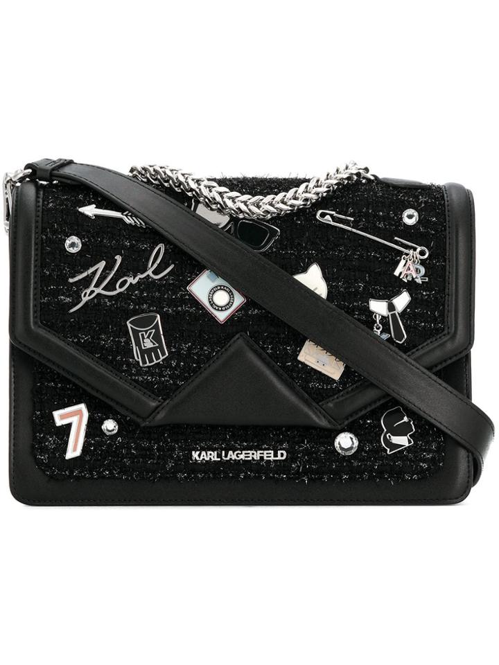 Karl Lagerfeld Plaque Detail Shoulder Bag - Black