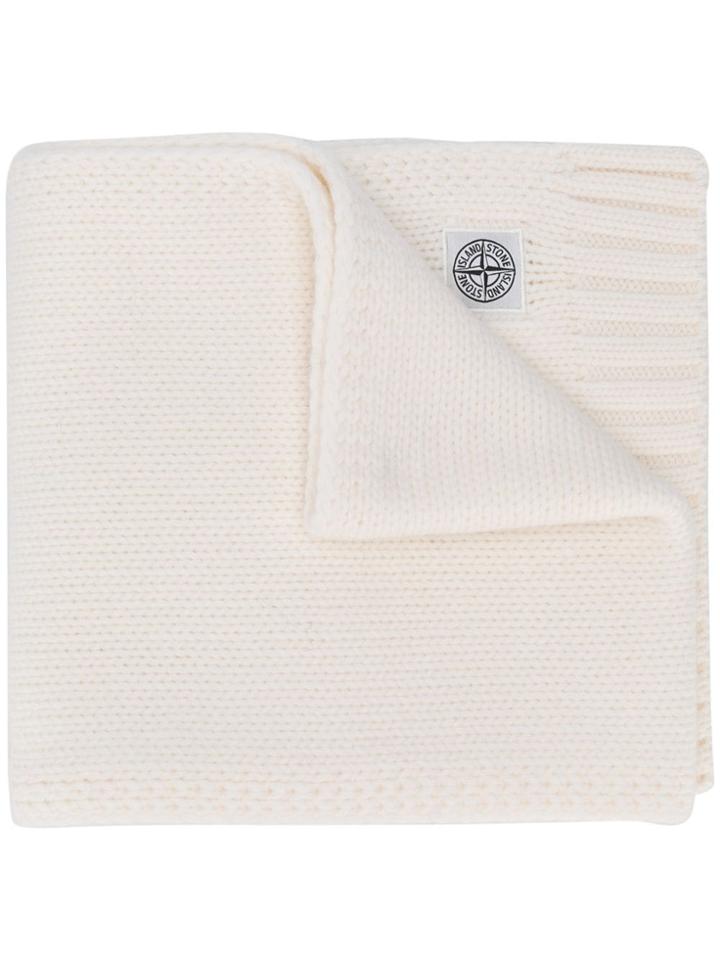 Stone Island Logo Patch Scarf - White