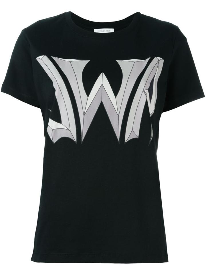 J.w. Anderson Graphic Logo T-shirt, Women's, Size: M, Black, Cotton