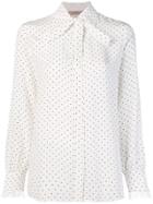 Twin-set Heart Print Pussy Bow Shirt - White
