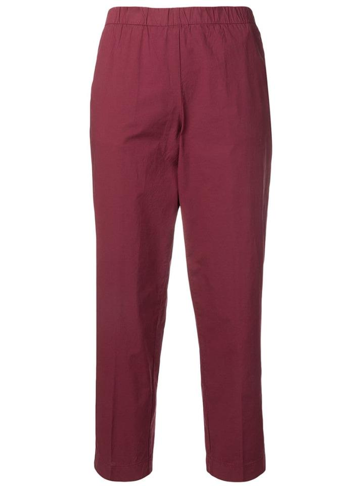 Kiltie Cropped Straight Leg Trousers - Red