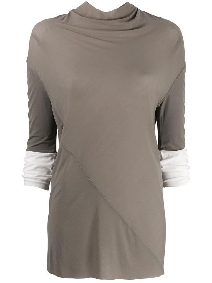 Rick Owens Lilies Colour Block Stretch Top - Grey