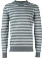 Dolce & Gabbana Fine Knit Striped Jumper, Men's, Size: 46, Grey, Silk