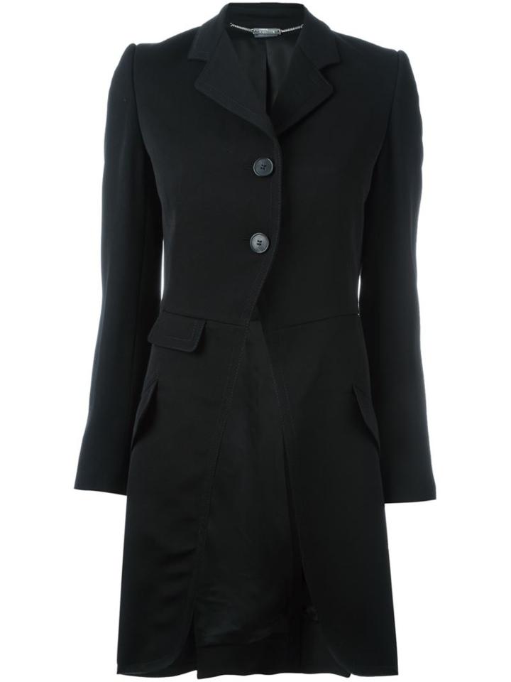 Alexander Mcqueen Single Breasted Coat, Women's, Size: 38, Black, Silk/cupro/virgin Wool