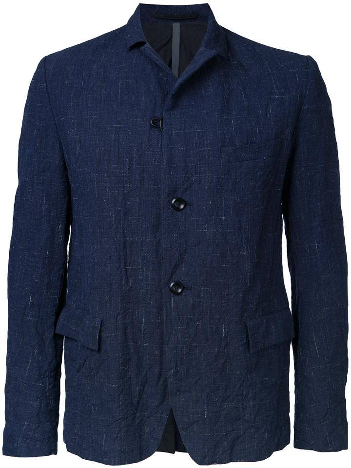 Kazuyuki Kumagai Woven Button Blazer, Men's, Size: 1, Blue, Cotton/linen/flax/wool/hemp