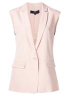 Tibi Pleated Back Sleeveless Blazer, Women's, Size: Large, Nude/neutrals, Silk