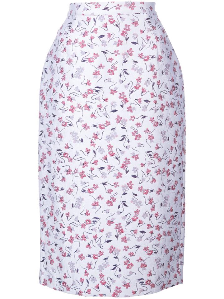 Altuzarra Floral Pencil Skirt - Pink & Purple