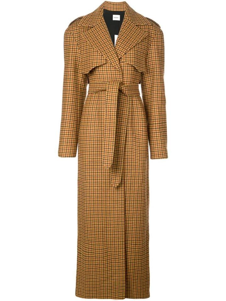 Khaite Long Gingham Trench Coat - Brown