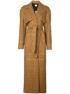 Khaite Long Gingham Trench Coat - Brown