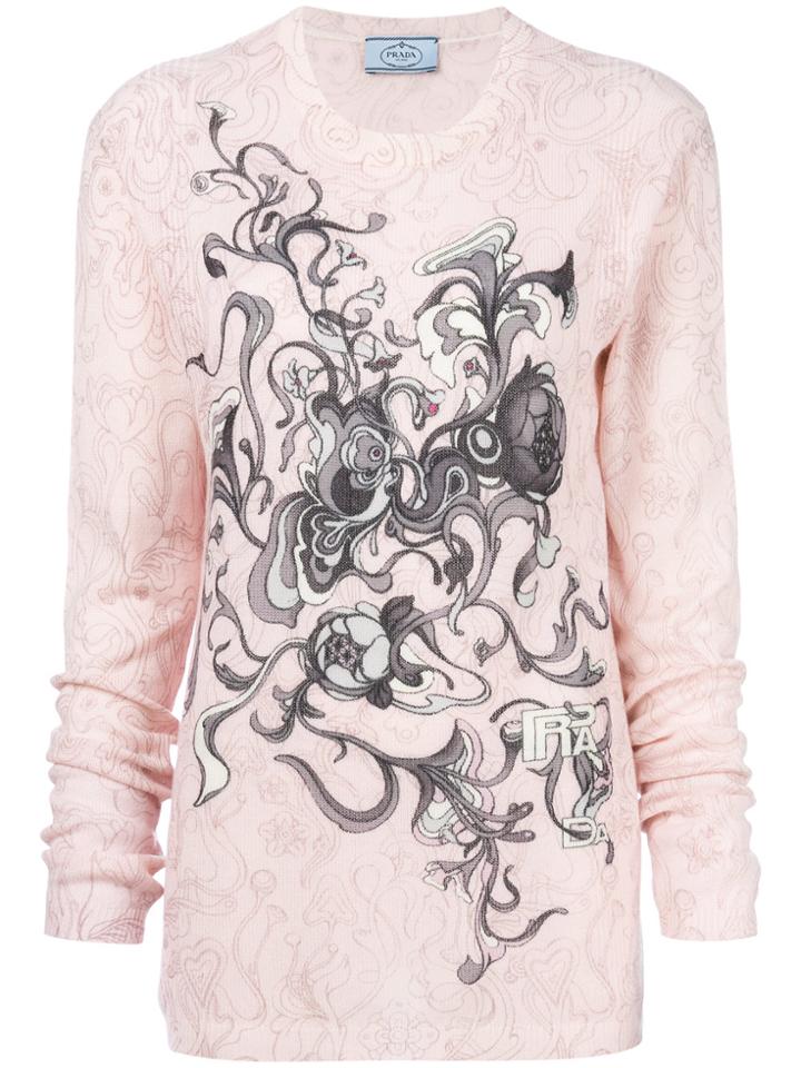 Prada Crewneck Printed Sweater - Pink & Purple