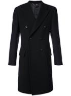 Versace Belted Double Breasted Coat - Black