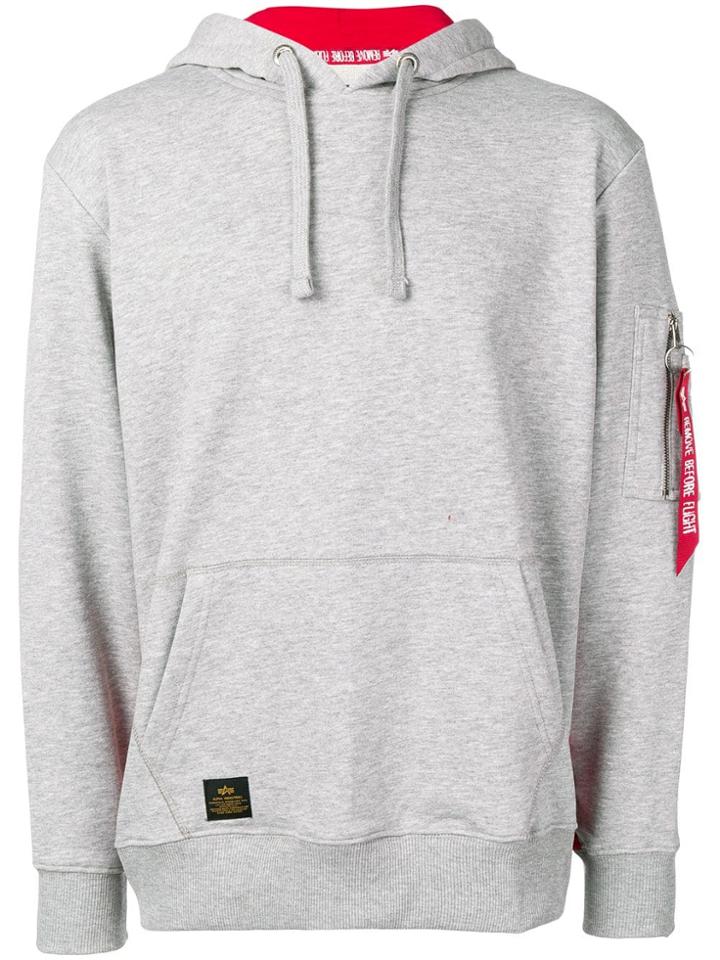 Alpha Industries Remove Before Flight Hoodie - Grey