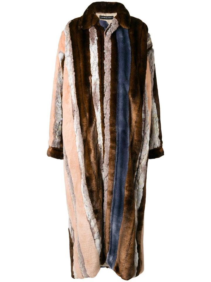 Y / Project Patchwork Fur Coat - Brown