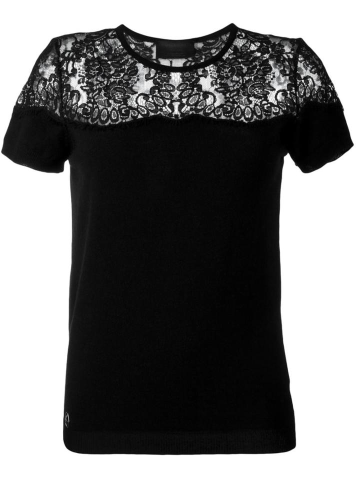 Philipp Plein Lace Panel Knit Top, Women's, Size: Medium, Black, Polyamide/viscose/cashmere/merino