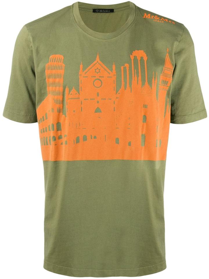 Mr & Mrs Italy Landmark Print T-shirt - Green
